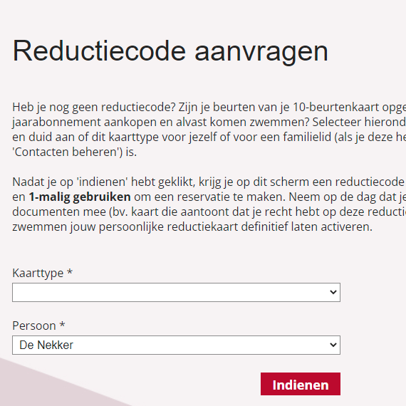 Reductiecode aanvragen