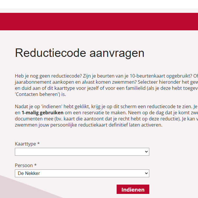 Reductiecode aanvragen